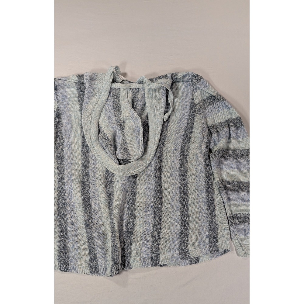 Nic+Zoe Womens XXL Blue Striped Full Zip Hooded Cotton Blend Sweater NWT - Picture 3 of 8